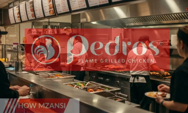 A busy fast-food restaurant scene with a smiling team of grillers and waitrons serving customers. The kitchen is clean and well-organized, with sizzling food being prepared. The atmosphere is warm, inviting, and full of energy, showing teamwork and excellent customer service.