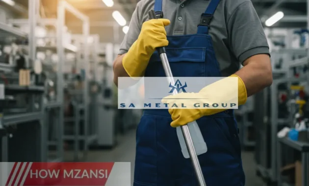 A professional cleaner wearing safety gloves and uniform, actively cleaning an industrial workspace. The background should include a well-maintained factory setting, emphasizing cleanliness and hygiene. The cleaner should be holding a mop or sanitizing surfaces, showcasing attention to detail and professionalism.