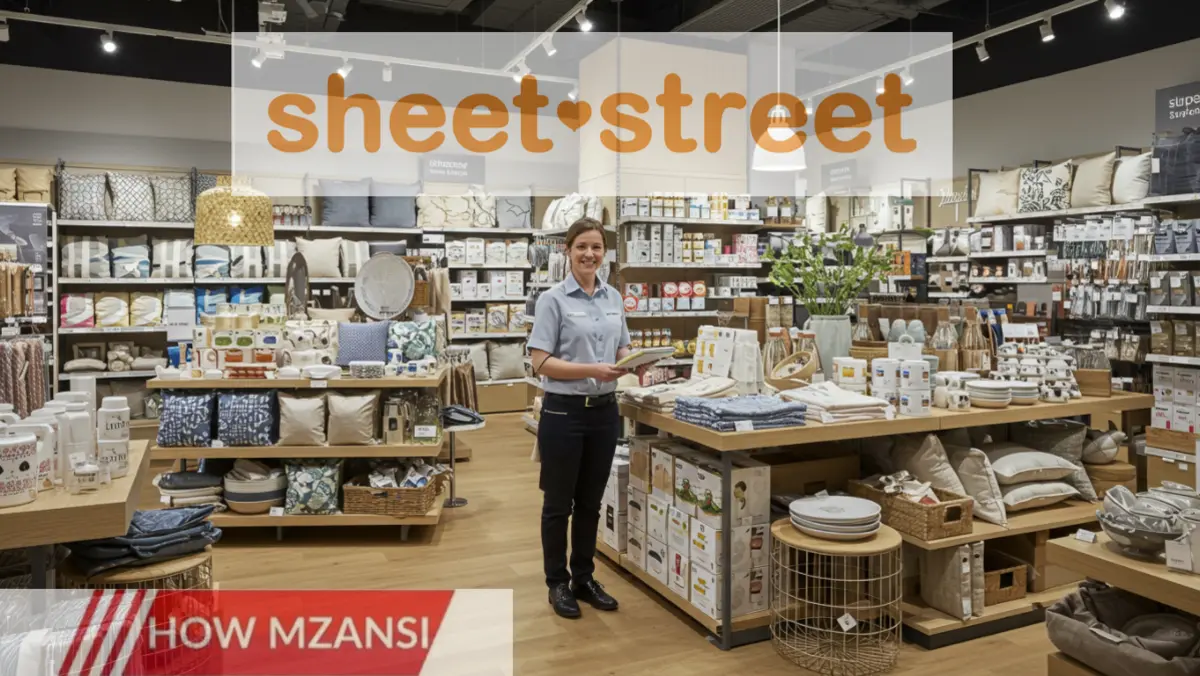A modern retail store with a friendly and professional floor supervisor managing a team, assisting customers, and overseeing store operations. The scene is vibrant, with well-organized shelves, stylish homeware products, and a welcoming atmosphere. The supervisor wears a neat uniform and confidently leads the team.