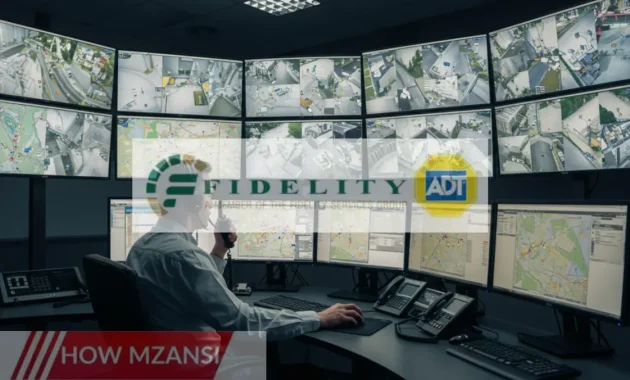 A high-tech security control room with multiple screens showing live surveillance footage and GPS tracking maps. A focused control room operator is seen monitoring security cameras, communicating via radio, and typing on a computer. The setting looks professional and high-security, with a modern, tech-driven atmosphere.